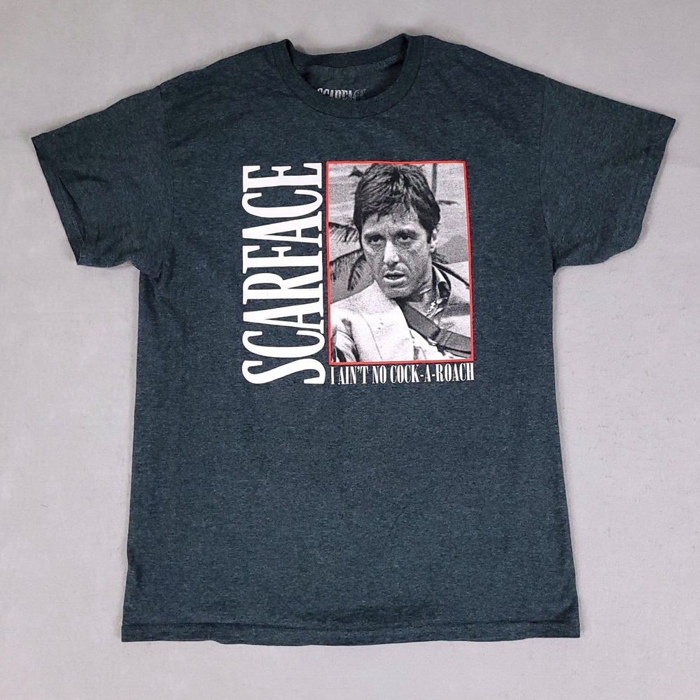 Scarface Graphic T-Shirt Mens Medium Gray Movie Quote Regular Fit Cotton Blend